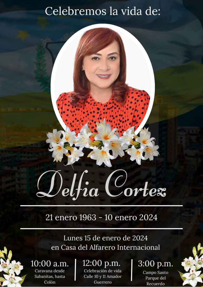 Las honras fúnebres de la periodista Delfia Cortez se realizarán este lunes 15 de enero en Colón