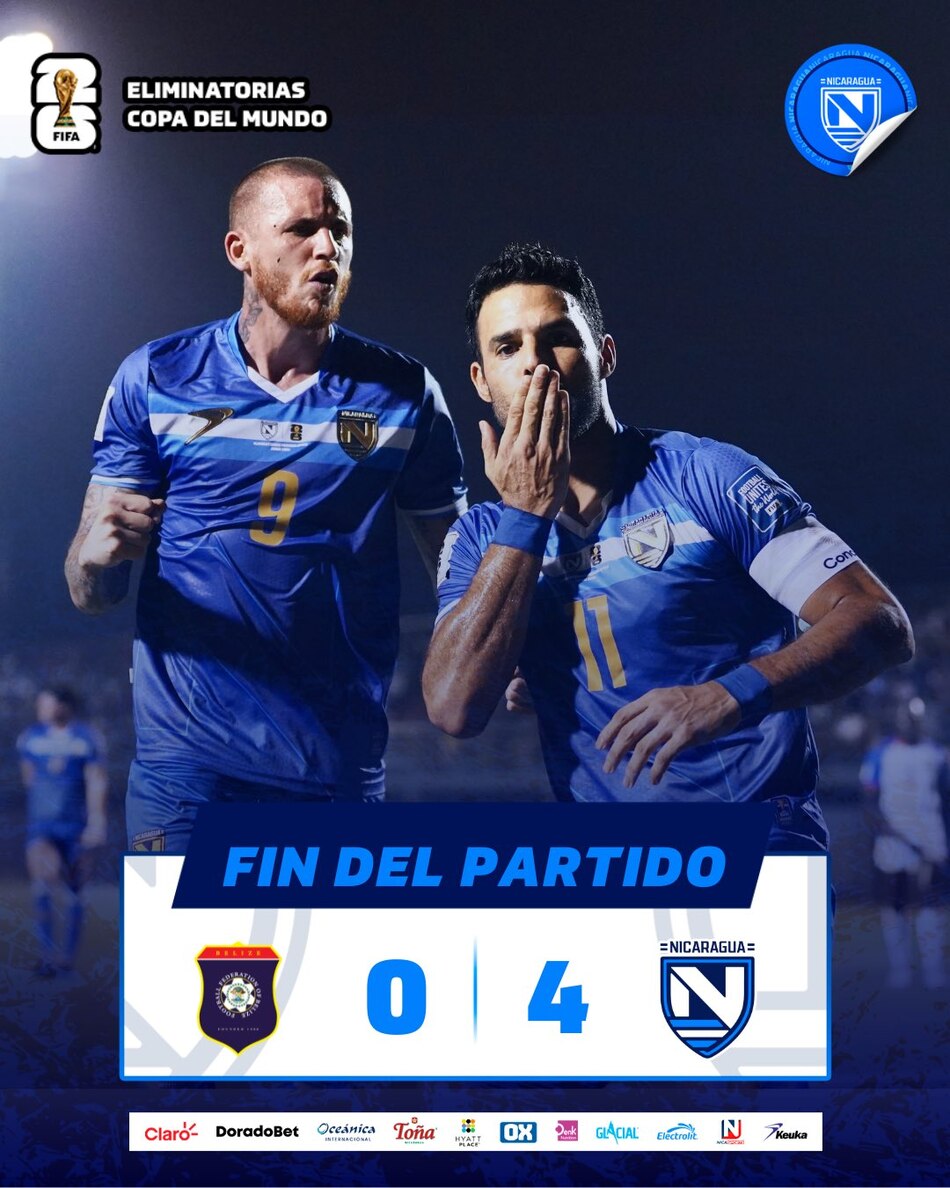 Nicaragua golea a Belice en la segunda jornada de las eliminatorias mundialistas