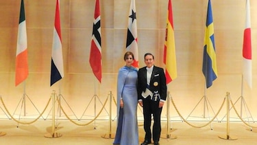 Nito Cortizo y su esposa Yazmín, en la entronización del nuevo emperador de Japón