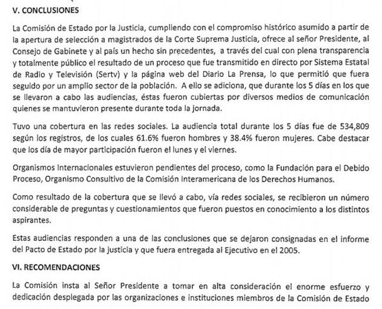 Entregan al Ejecutivo el informe de entrevistas a los 10 aspirantes a magistrado
