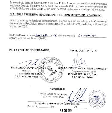 El Minsa concede contrato millonario a la que fue empresa del ministro Boyd