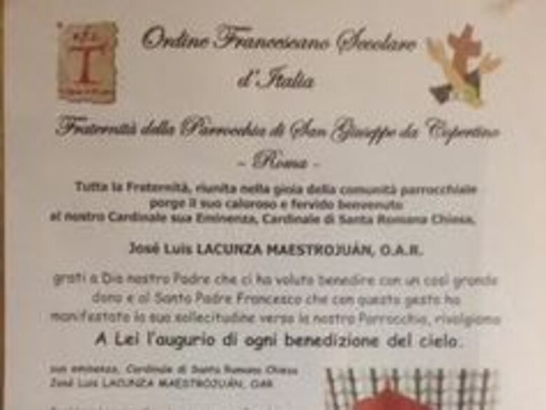 Lacunza toma posesión como cardenal de la iglesia romana San José de Cupertino