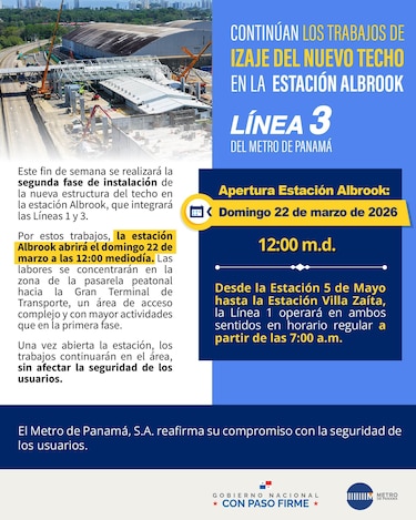Estación de Albrook no operará por cinco horas este domingo