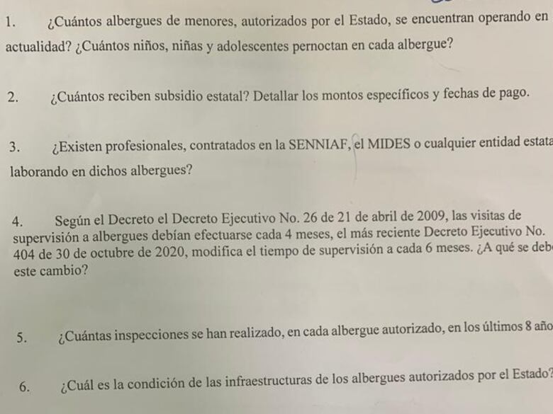 Asamblea Nacional cita a la Ministra de Desarrollo Social y a la Directora del Senniaf por el caso de los albergues