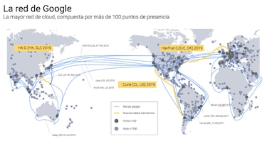 La nube de Google crece con tres nuevos cables submarinos