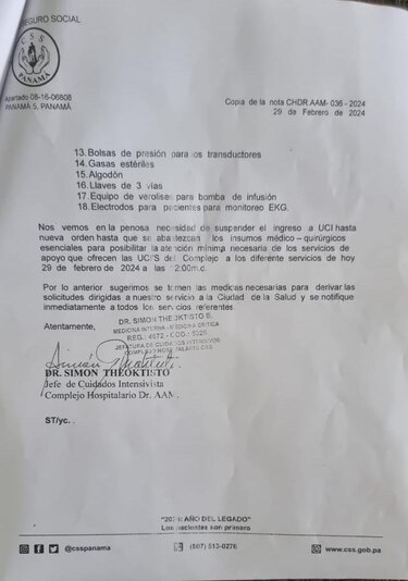 Falta de insumos quirúrgicos afecta a la UCI del Complejo; CSS se reúne para evaluar necesidades