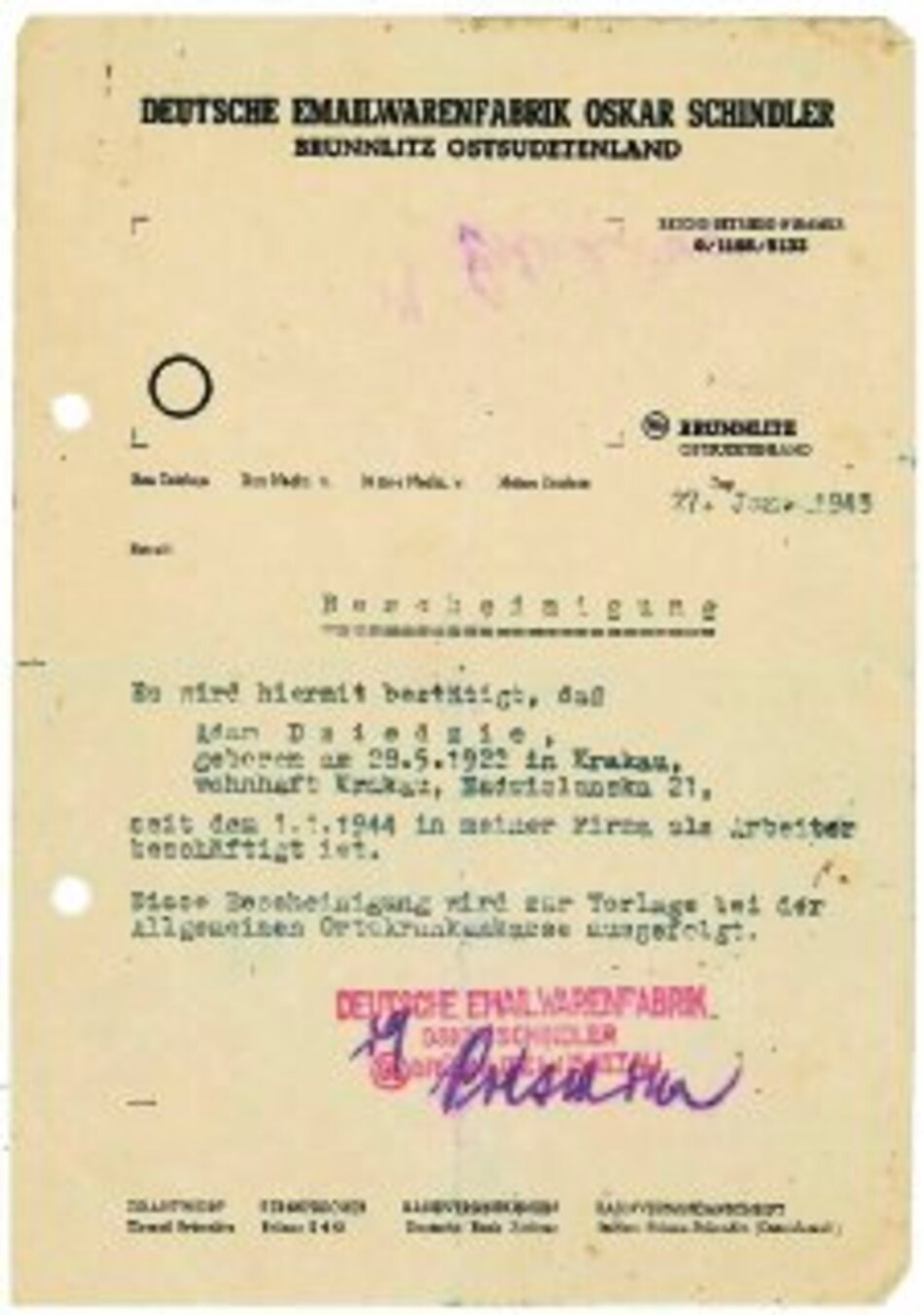 El origen de la lista de Schindler