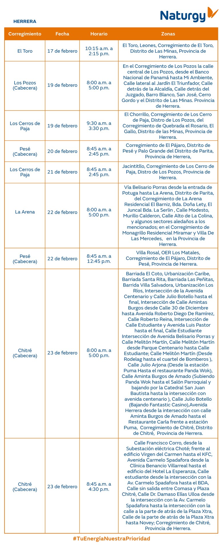 Trabajos de mantenimiento en la red eléctrica del 17 al 23 de febrero de 2025