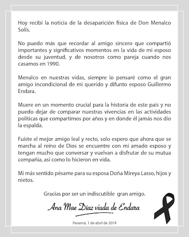 Fallece el dirigente político José Menalco Solís