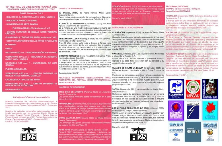 Festival de Cine Ícaro Panamá 2022, ahora en Chiriquí y Bocas del Toro