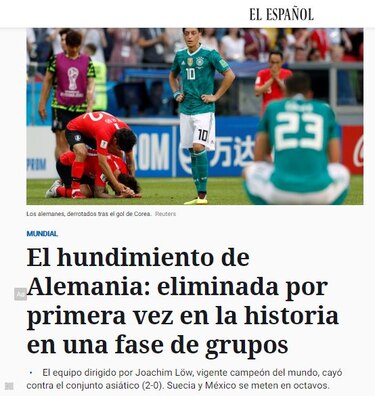Sorpresiva eliminación de Alemania; la 'maldición del campeón'