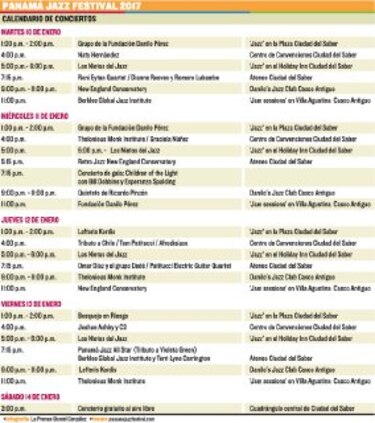 La agenda del Panamá Jazz Festival 2017