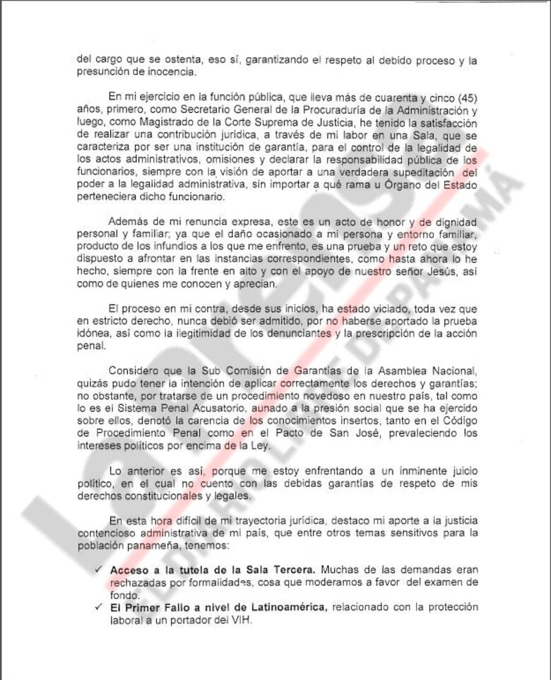 Víctor Benavides renuncia a la Corte Suprema de Justicia