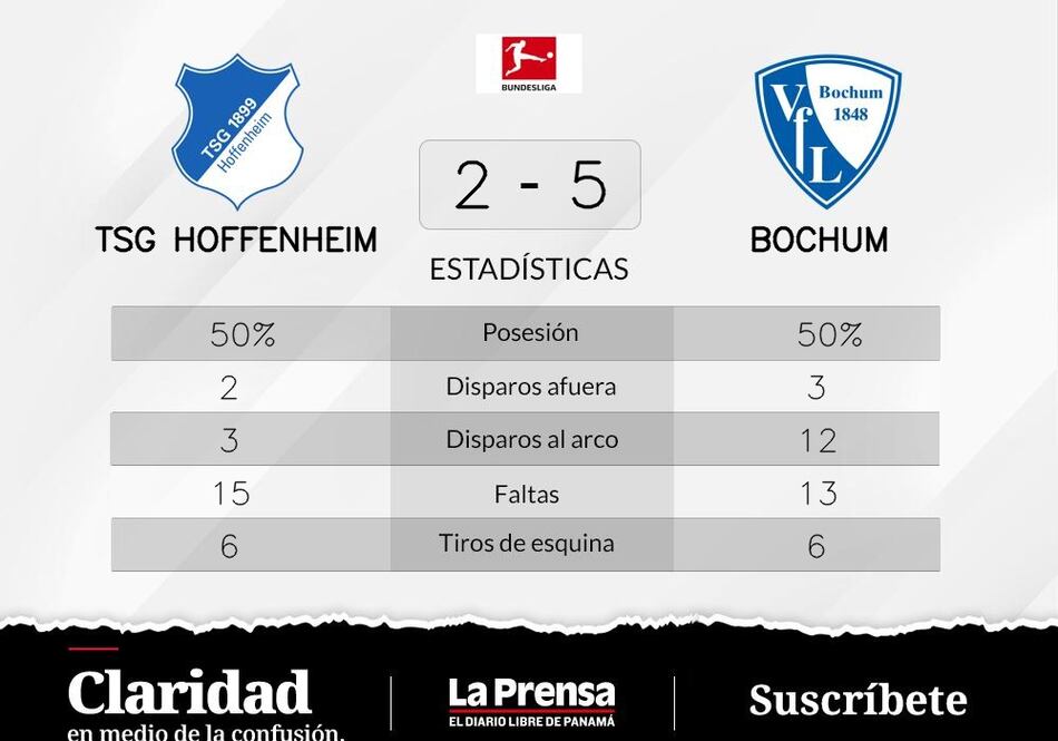 VfL Bochum gana de local ante TSG Hoffenheim
