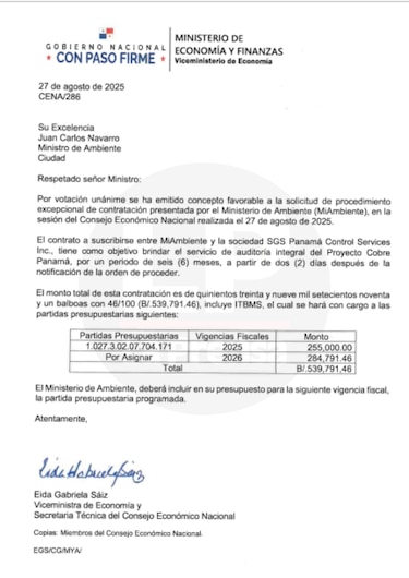 Auditoría integral de la mina de Cobre Panamá sería realizada por SGS Panama Control Services