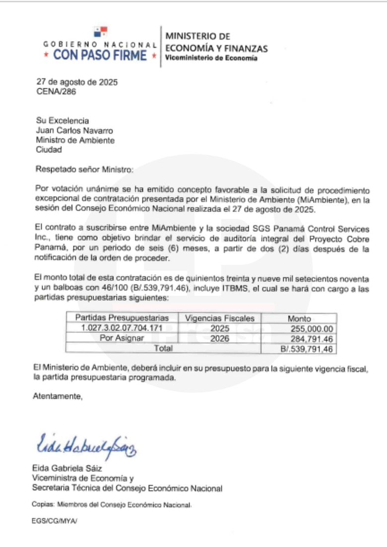 MiAmbiente anuncia el inicio de la auditoría integral de la mina Cobre Panamá en manos de SGS
