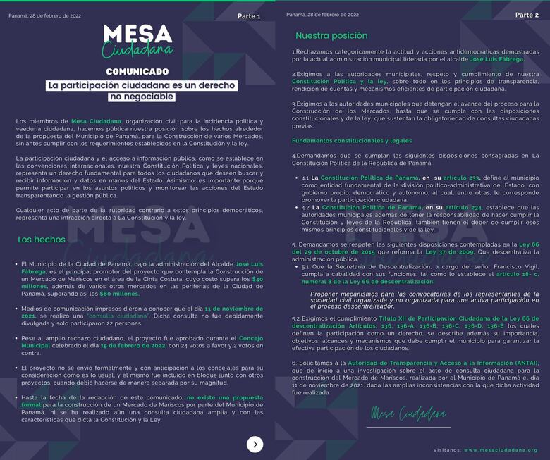 Mesa Ciudadana exige detener proyecto para la construcción del nuevo mercado del marisco