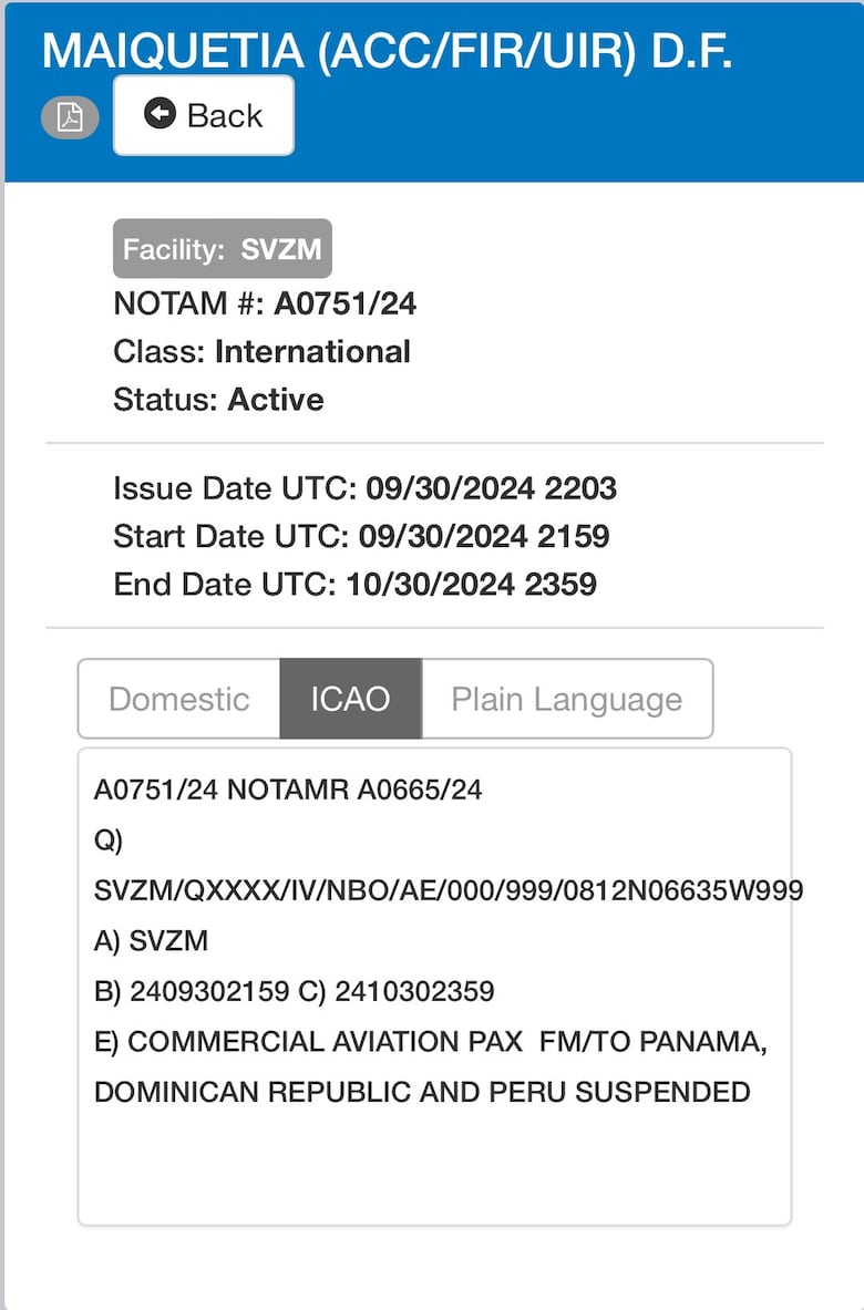 Venezuela extiende suspensión de vuelos con Panamá hasta el 30 de octubre