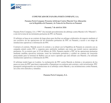 Panama Ports Company presenta arbitraje contra la naviera Maersk