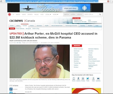 Muere en Panamá Arthur Porter, acusado del 'fraude más grande de Canadá'