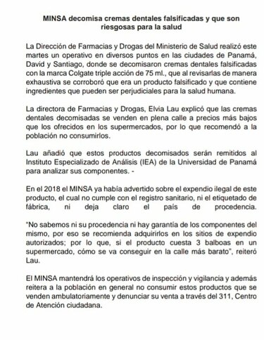 Minsa realiza operativos para decomisar pastas de dientes sin registro sanitario