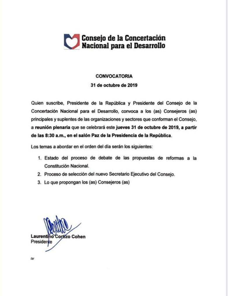 Concertación Nacional hace un llamado a la calma en el país