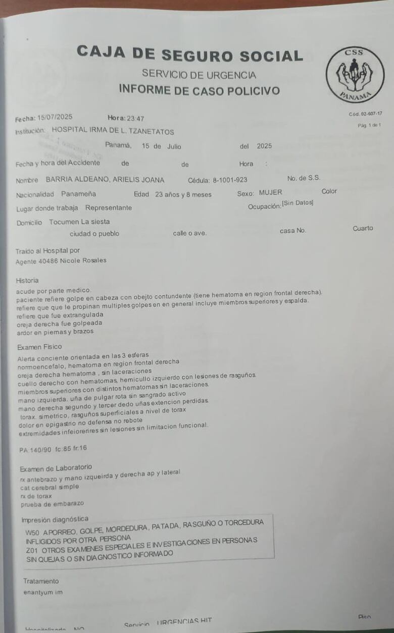 Policía Nacional afirma que la representante Arielis Barría no presentó fractura, pese a denuncias en redes sociales