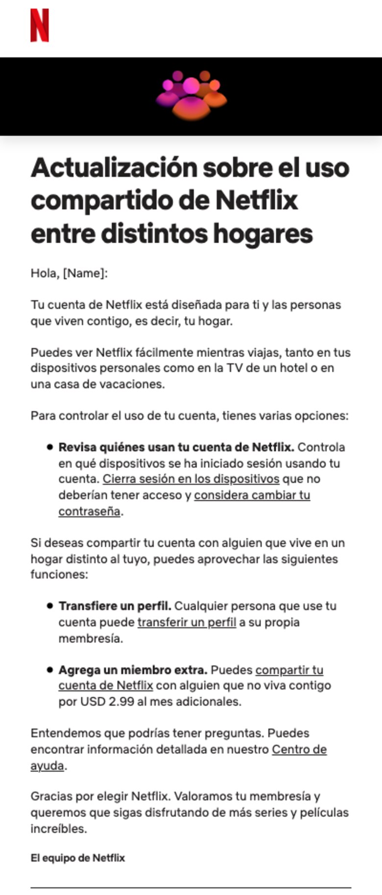 Netflix actualiza reglas de uso compartido en Panamá