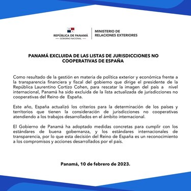 España actualiza lista de países no cooperadores; Panamá no aparece