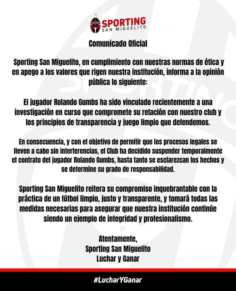 El Sporting San Miguelito suspende a Rolando Gumbs tras ser vinculado a investigación por supuesta manipulación de partidos