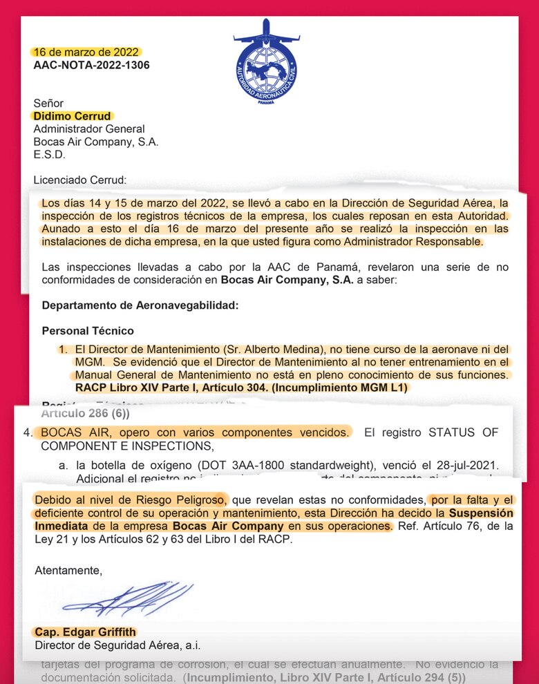 AAC: la turbulenta y peligrosa certificación de Bocas Air Company