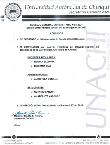 Revés para el plan de reelección de la rectora de la Unachi