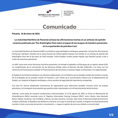 Denuncian la conexión Irán-Panamá en buques petroleros