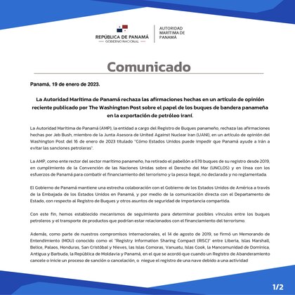 Denuncian la conexión Irán-Panamá en buques petroleros