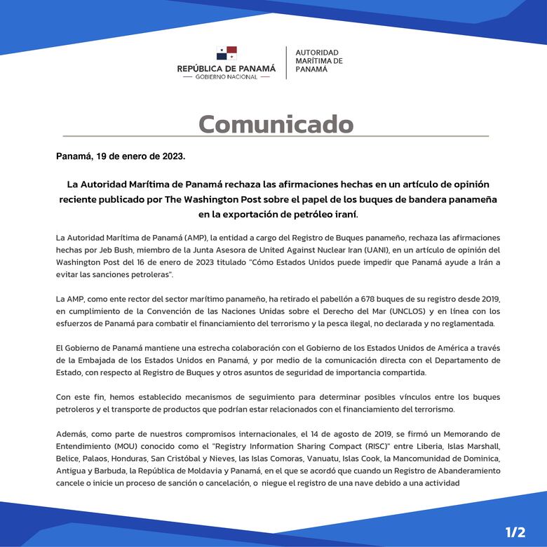 Denuncian la conexión Irán-Panamá en buques petroleros