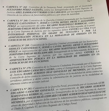 Comisión de Credenciales remite al Ministerio Público 14 denuncias contra exmagistrados de la Corte