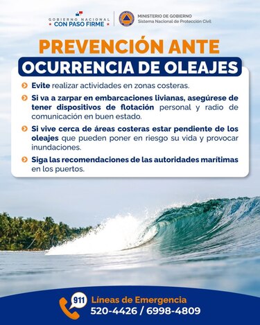 Sinaproc mantiene vigilancia por vientos intensificados y oleaje moderado en el Caribe panameño