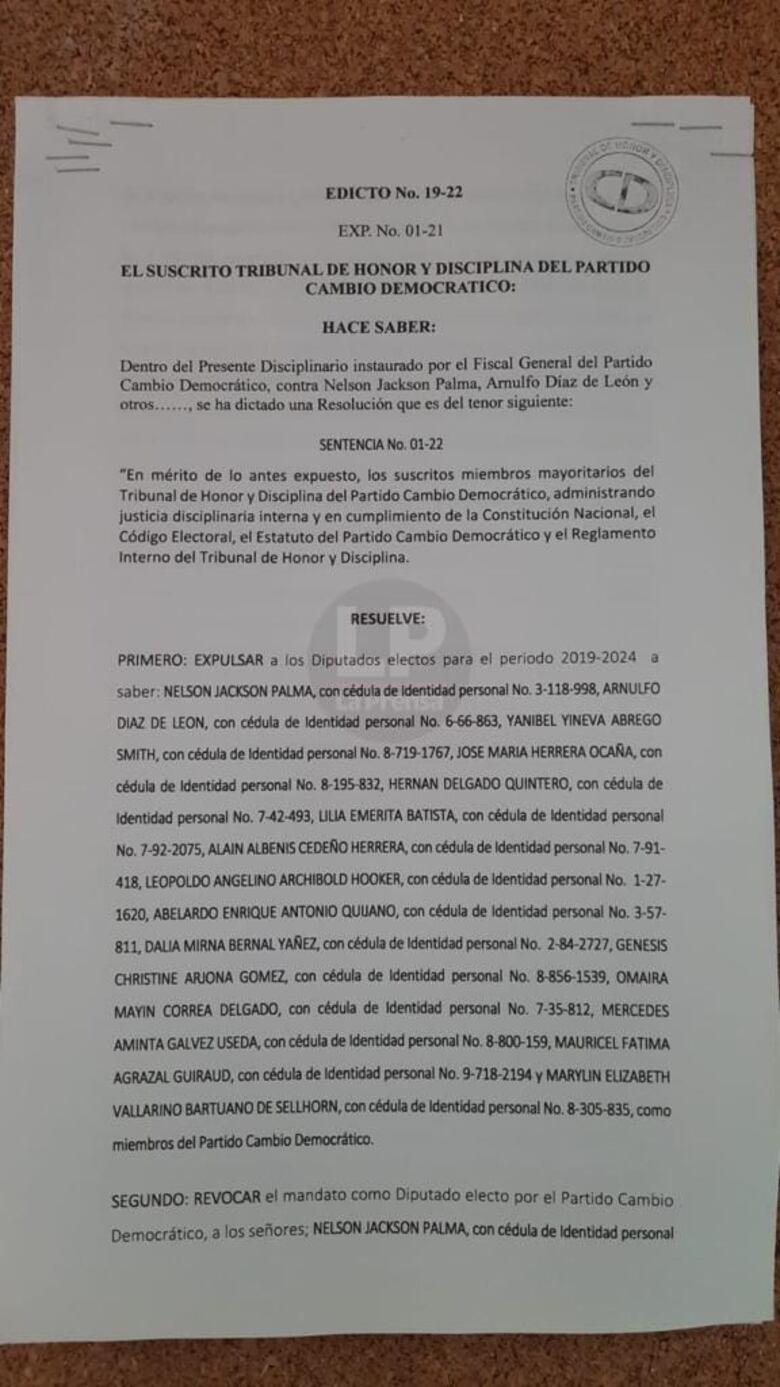 Por ‘traición’, el Tribunal de Honor de CD ordena la expulsión y revocatoria de mandato de 15 diputados