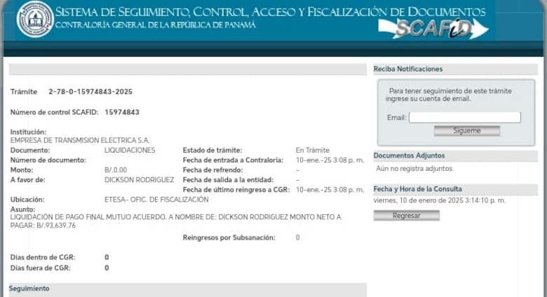 Casi $400 mil para dos liquidaciones en Etesa