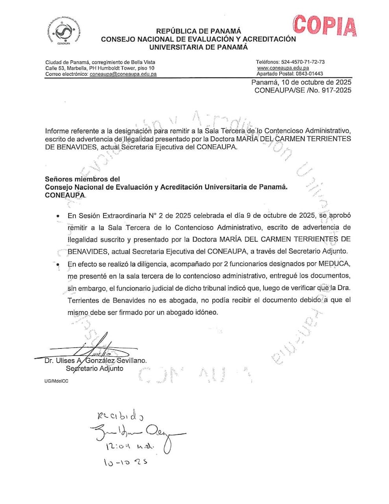 Coneaupa: Caso contra secretaria ejecutiva podría llegar a la Corte Suprema de Justicia