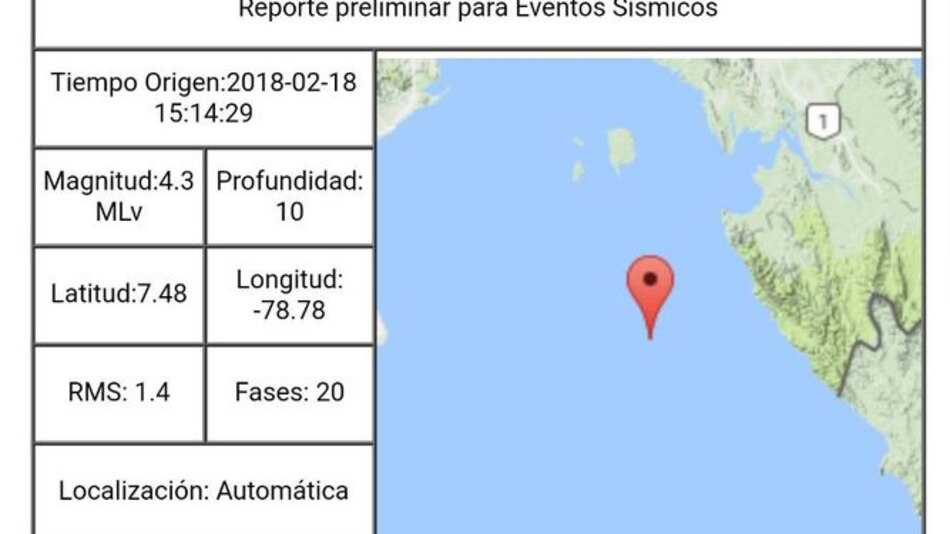 Sismo en Panamá; no se reportan afectaciones