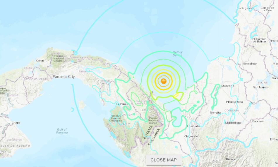 Se registra sismo de 6.6 grados cerca de Puerto Obaldía