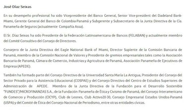 José Díaz Seixas, nuevo miembro de la directiva de la Superintendencia de Bancos hasta 2023