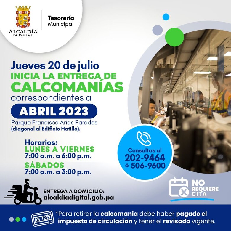 Alcaldía de Panamá empieza la entrega de las calcomanías vehiculares correspondientes al mes de abril