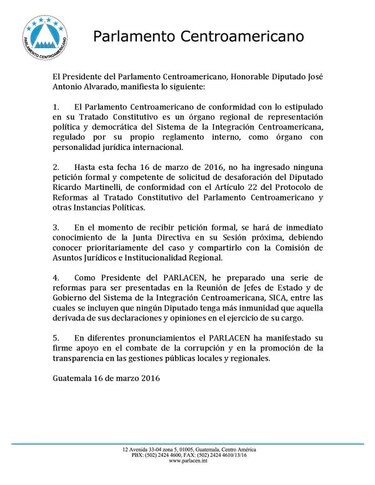 Transparencia Internacional pide al Parlacen expulsar a Martinelli