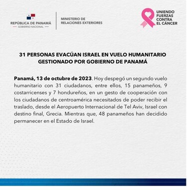 Un segundo grupo de panameños sale de Israel con destino a Grecia