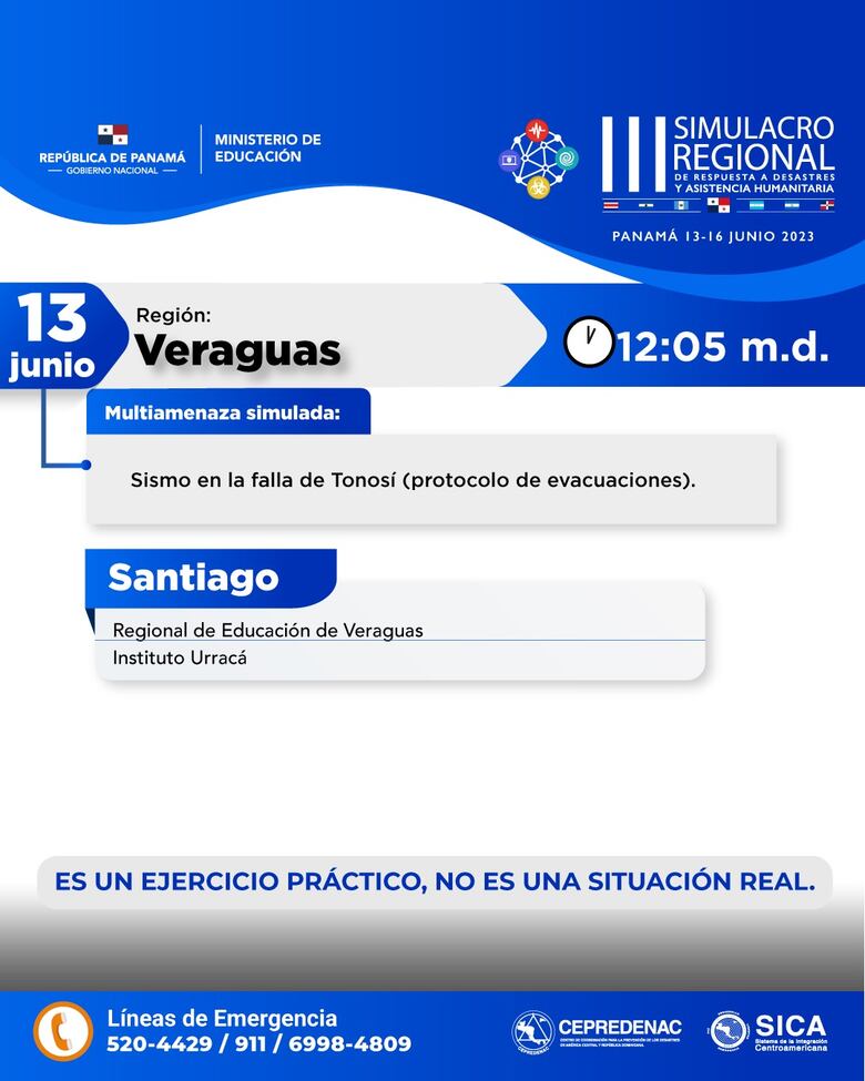 Simulacro regional de respuesta a desastres no afectará jornada laboral ni educativa