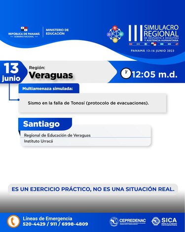 Simulacro regional de respuesta a desastres no afectará jornada laboral ni educativa