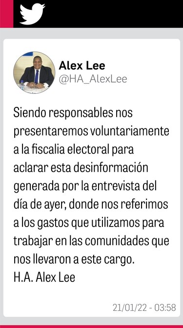 Alcalde Alex Lee aún no comparece a la Fiscalía Electoral