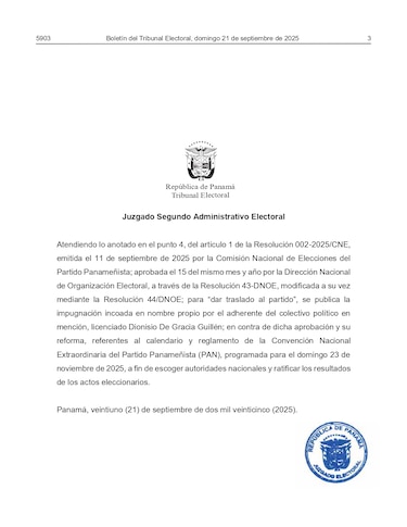 Se agudiza la disputa en el Partido Panameñista por calendario de elecciones internas